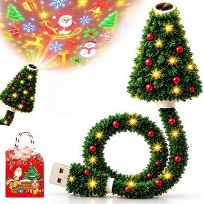 Christmas tree projection light, a creative Christmas tree USB projection lamp