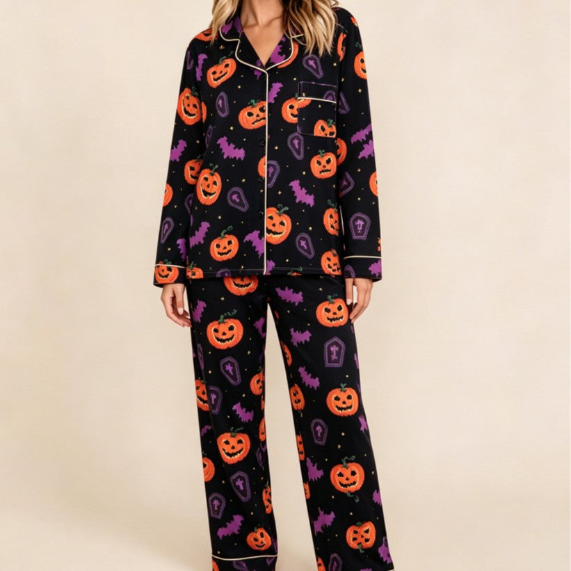Women's long-sleeve Halloween pajamas teemdrop