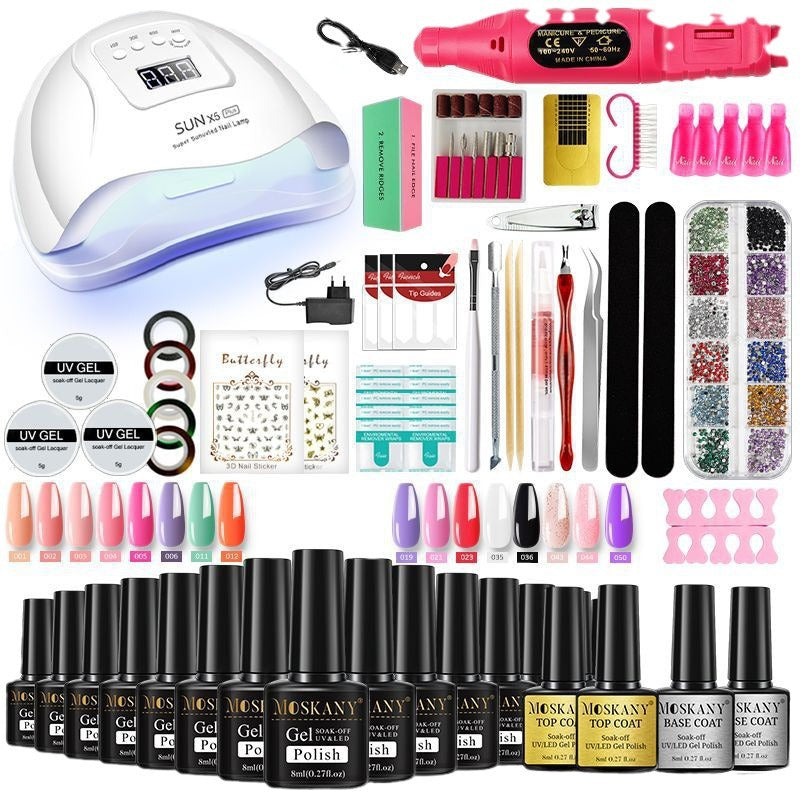 33 Color Nail Gel Art Set with Curing Lamp and Glue teemdrop