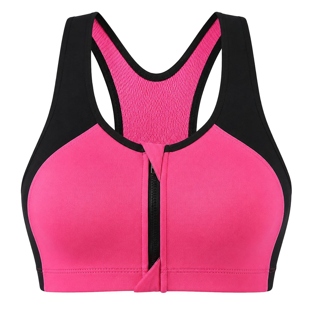 Women's Front Zipper Sports Bra Breathable Supportive Fitness Top teemdrop