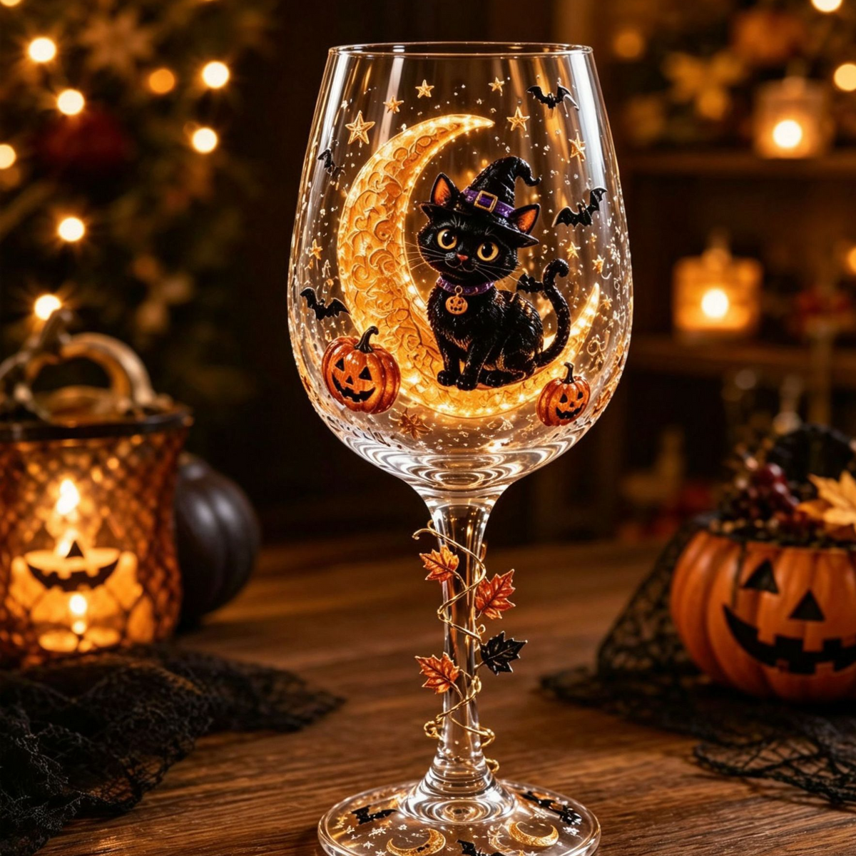 Christmas Halloween Themed Glass Art Goblet Festive Drinking Cup teemdrop