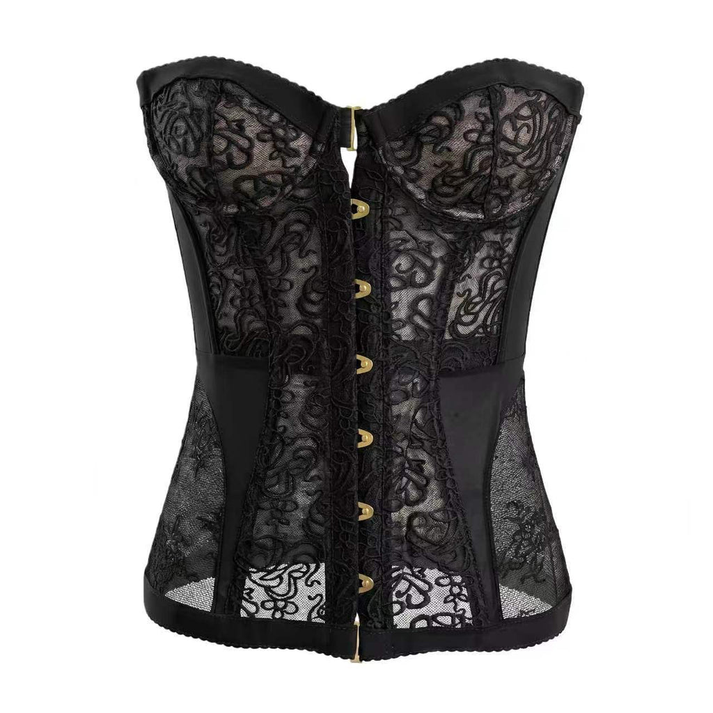 Women's Hollow Out Lace Strapless Slim Fit Corset Top teemdrop