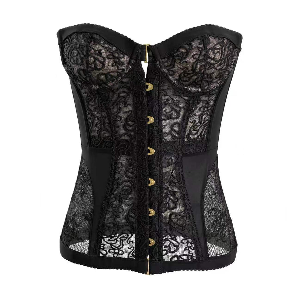 Women's Hollow Out Lace Strapless Slim Fit Corset Top teemdrop