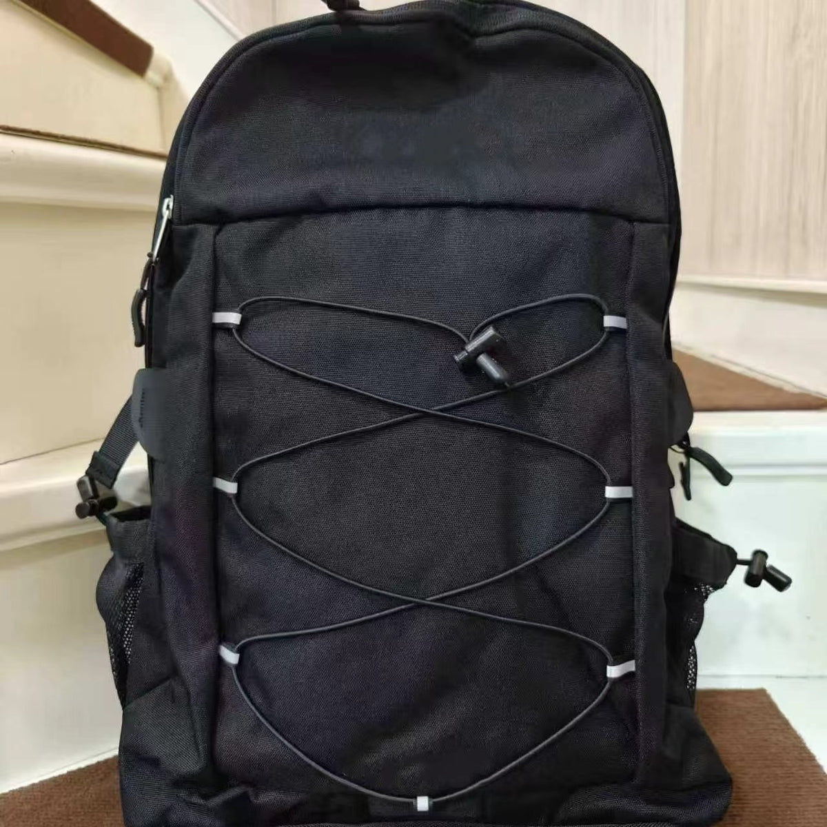 Black Large-Capacity Polyester Backpack teemdrop