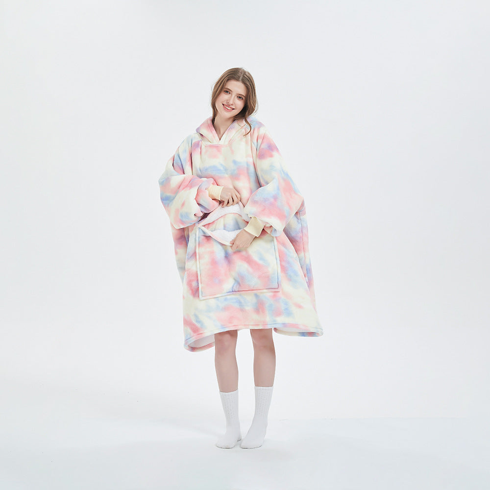 Oversized Flannel Hoodie Blanket with Pocket