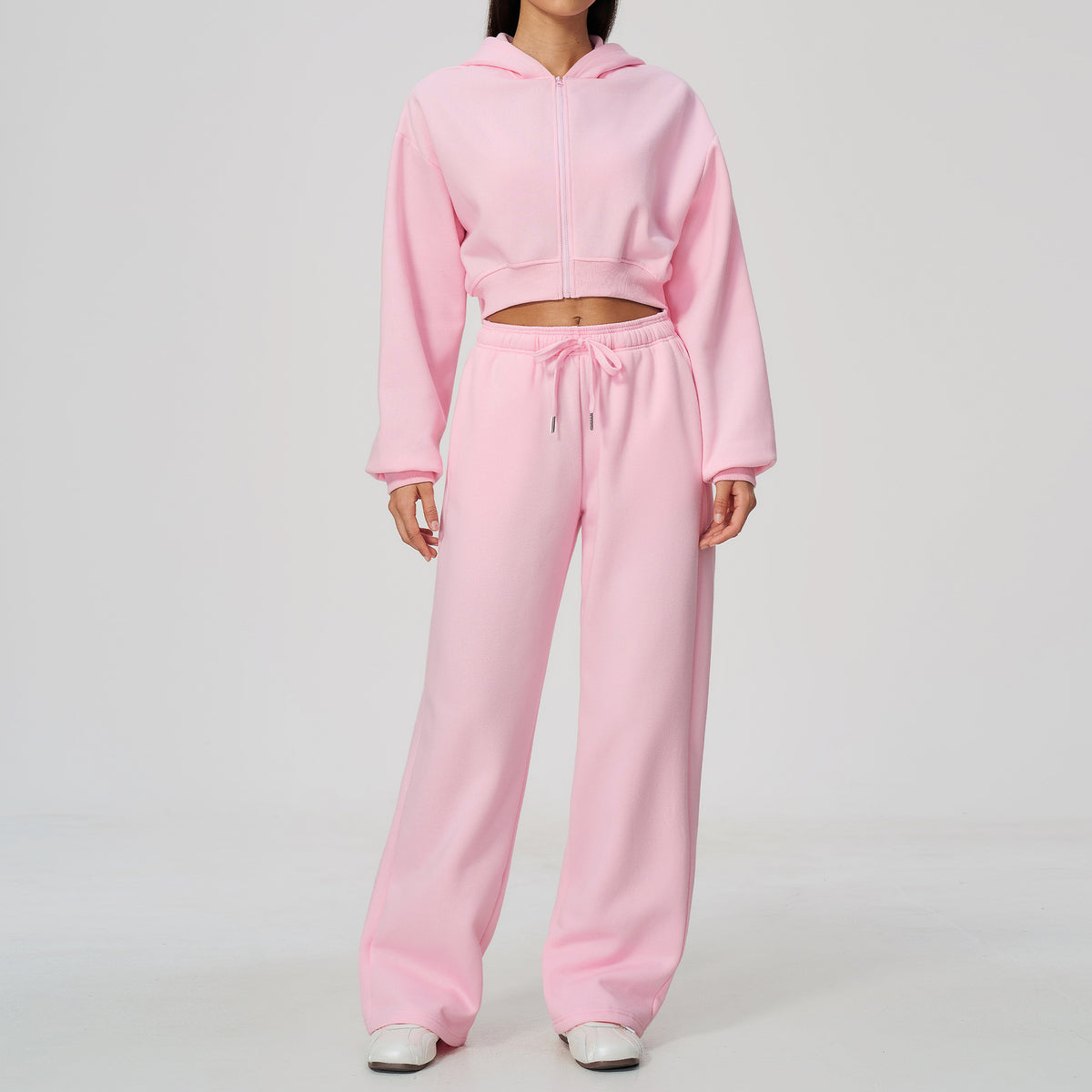 Women's Fleece Lined Zip Up Hoodie and Sweatpants Two Piece Set teemdrop