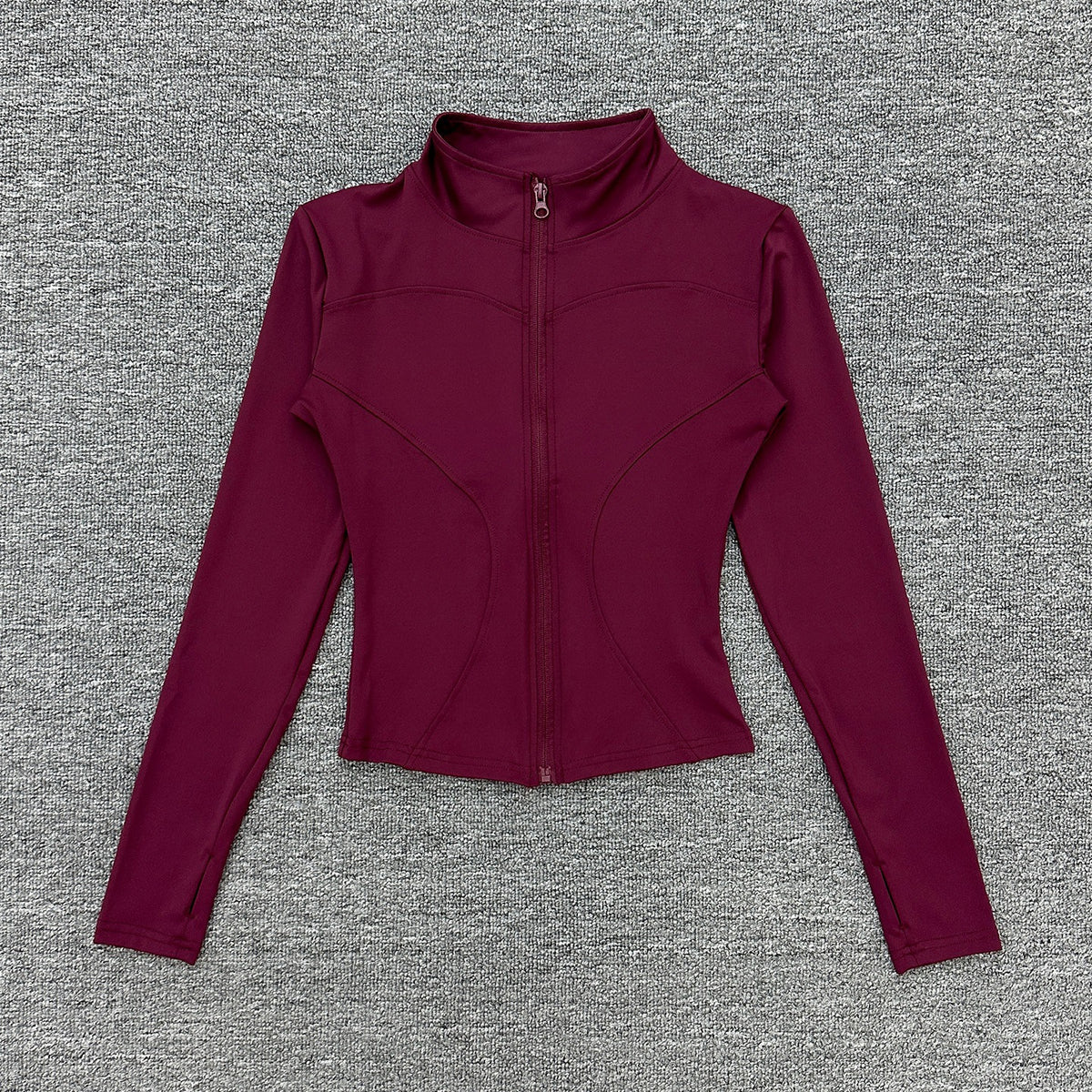 Womens Stand Collar Sports Jacket with Thumb Holes