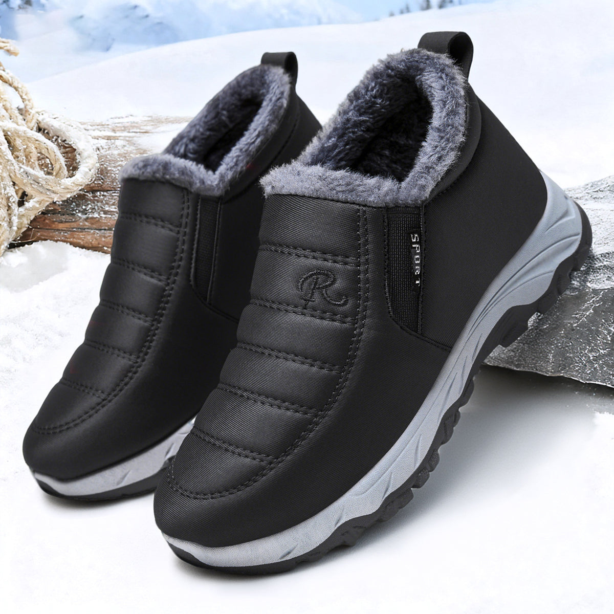 Men Winter Plus Velvet Warm Snow Boots Casual Short Booties teemdrop