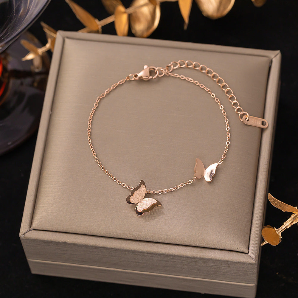 Women's Titanium Steel Inlaid Charm Bracelet Versatile Fashion Jewelry teemdrop