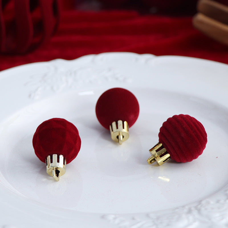 30-Pack 3cm Velvet Flocked Christmas Ball Ornaments for Tree Decoration teemdrop