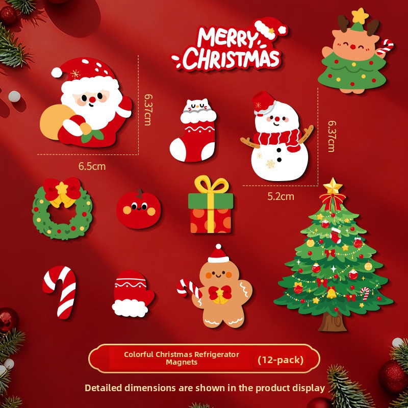 Creative Paper Christmas Tree Magnetic Refrigerator Stickers Holiday Decoration teemdrop