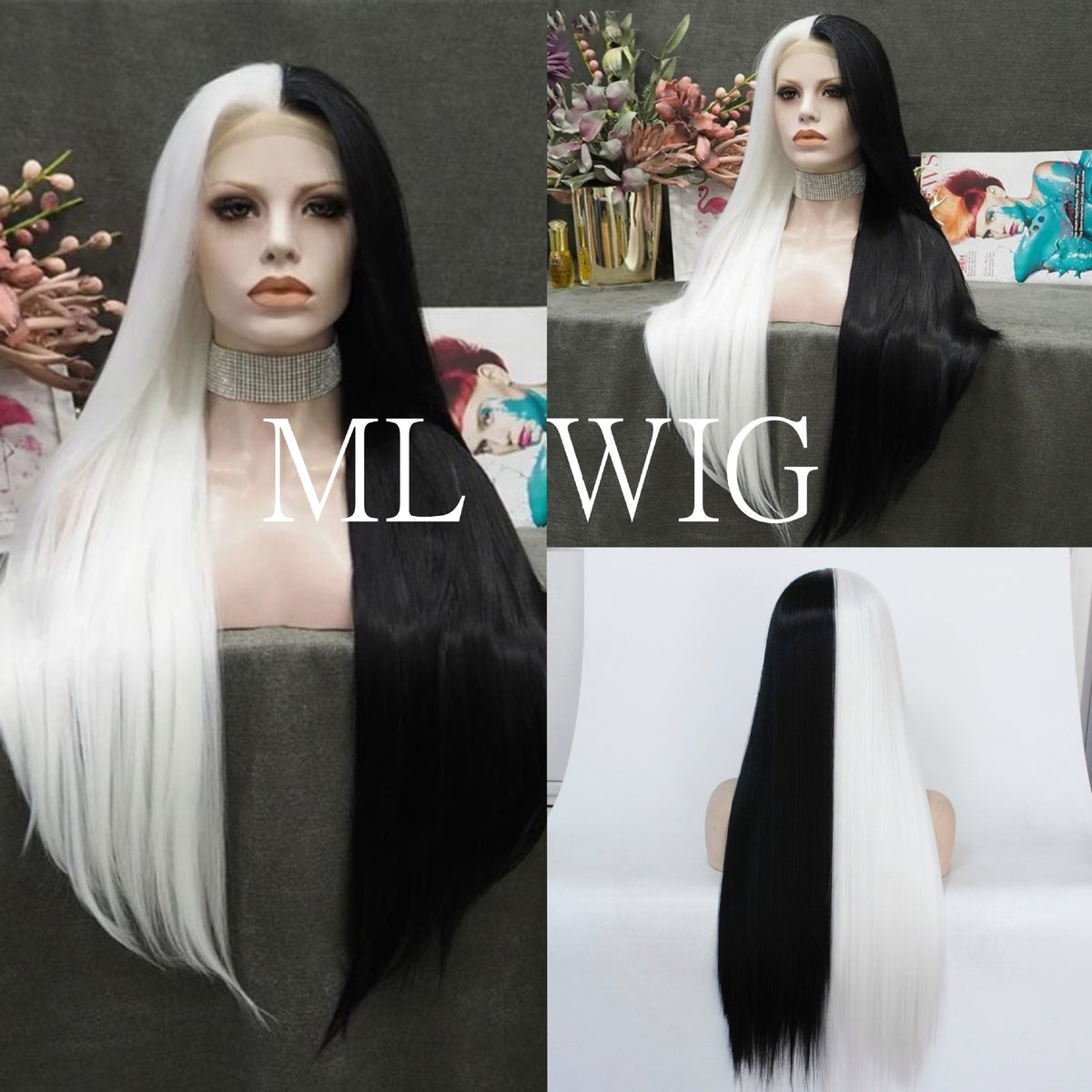 Women's Dual-Tone Long Straight Cosplay Wig