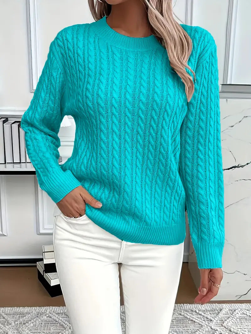 Crew-neck cable-knit sweater teemdrop