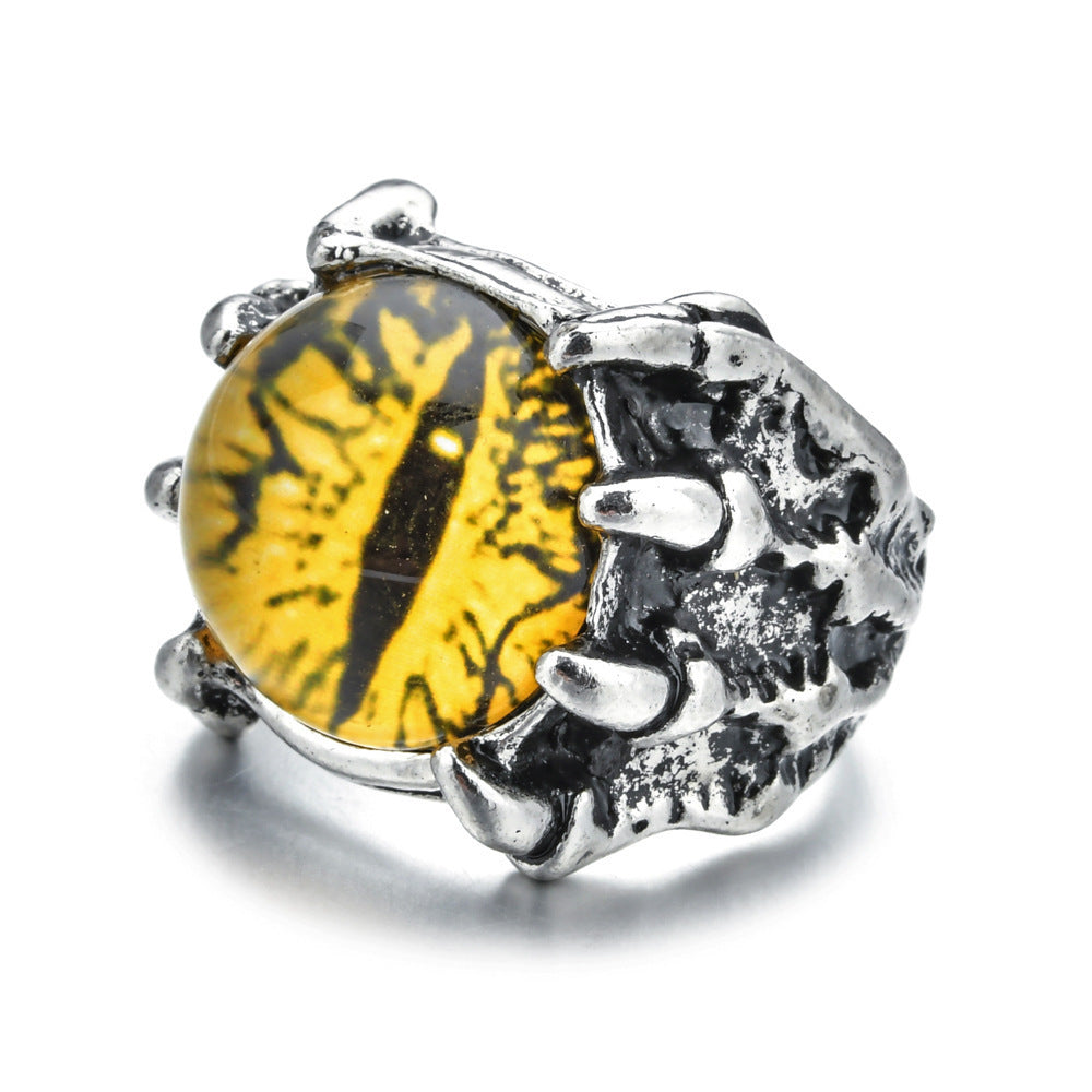 Majestic dragon-claw eye index finger ring