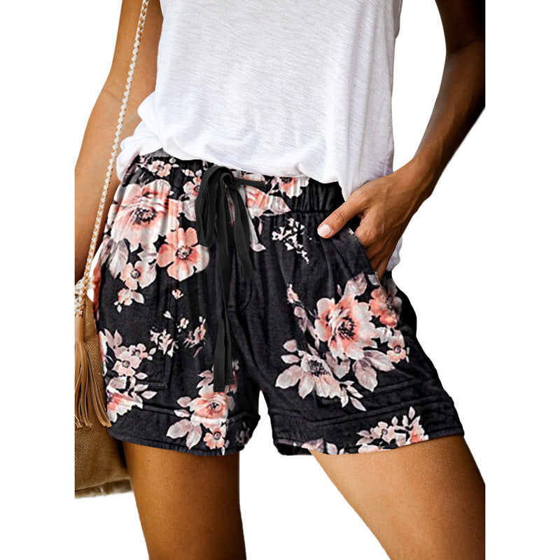 Women's High Waist Lace-Up Loose Wide Leg Woven Shorts teemdrop