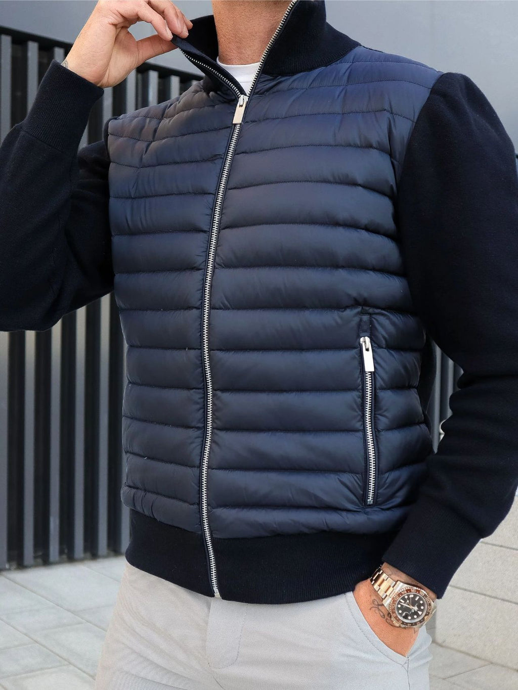 Men's Winter Solid Color Stand Collar Padded Cotton Warm Jacket teemdrop