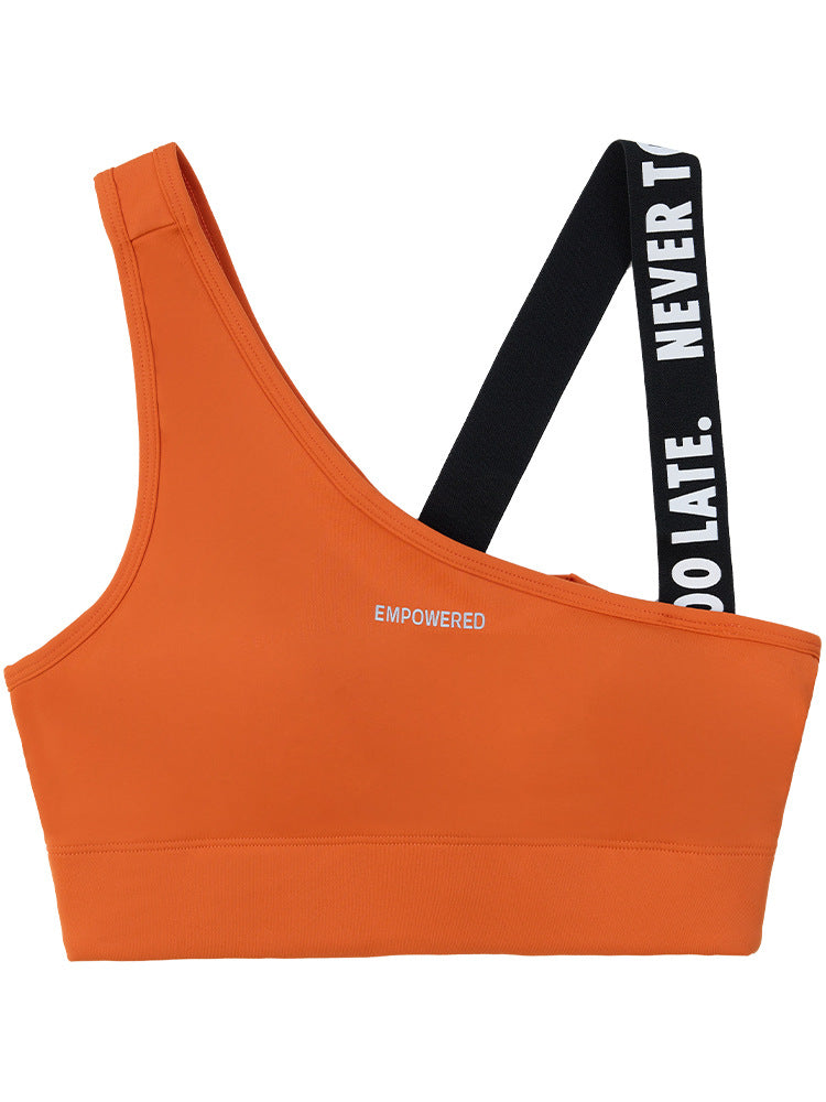 Women's Solid Color Backless High-Intensity Sports Bra with Chest Pad teemdrop