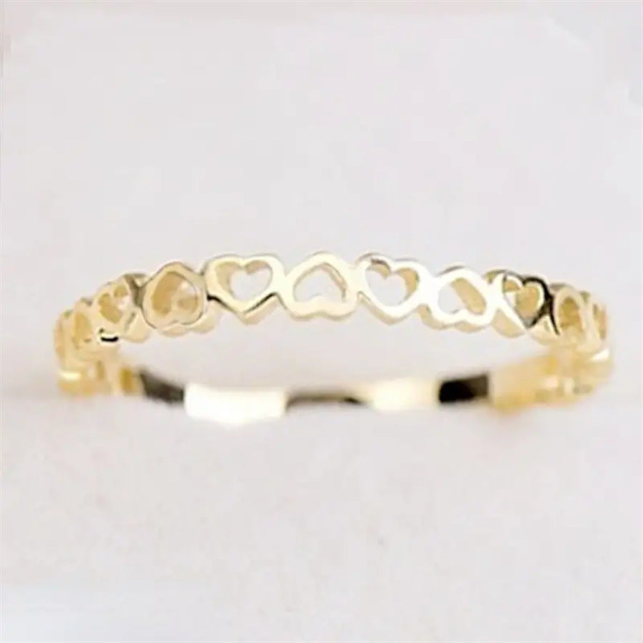 Fashionable Cut Out Heart Shaped Copper Ring Elegant Minimalist Hand Jewelry