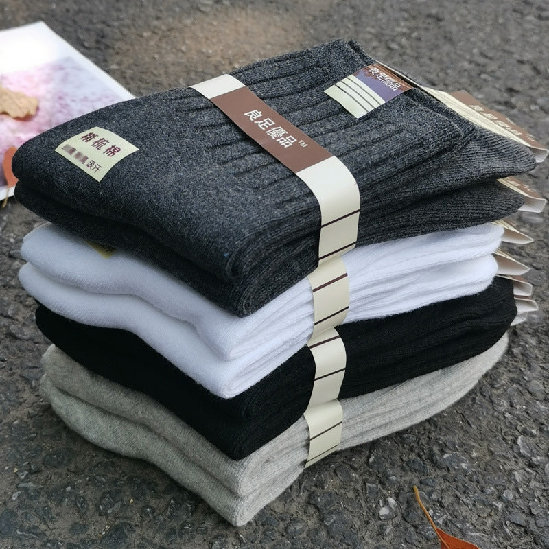 Men's and women's thickened pure cotton mid-calf socks teemdrop