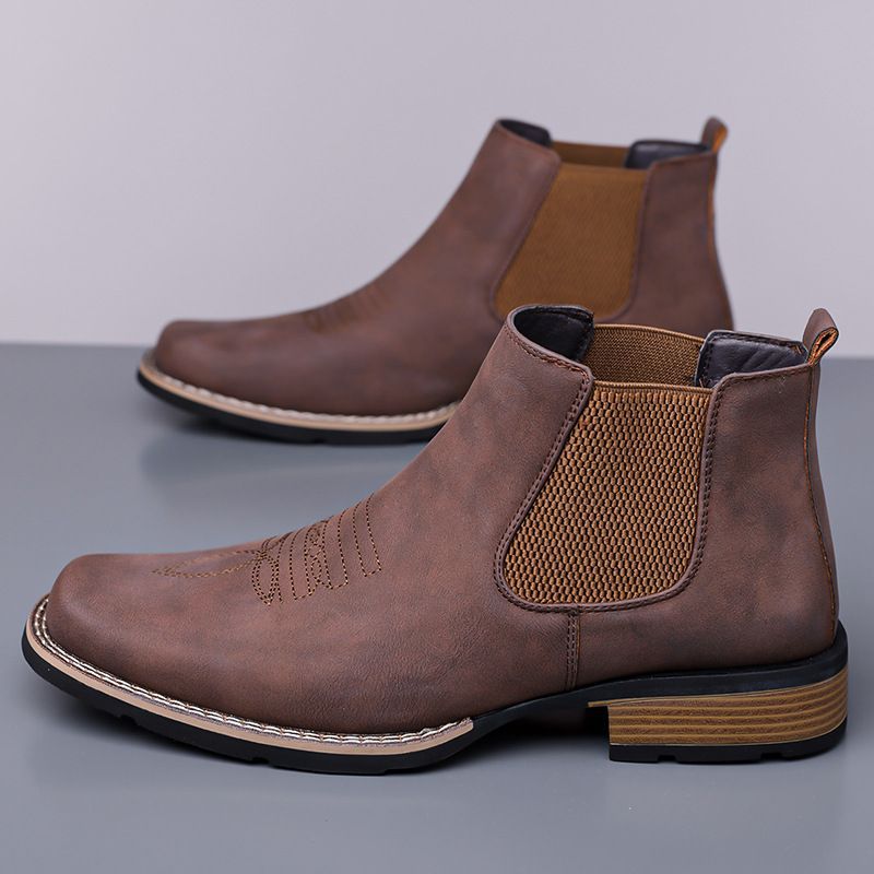 Men's Chelsea Style Faux Leather Mid-Calf Casual Boots teemdrop
