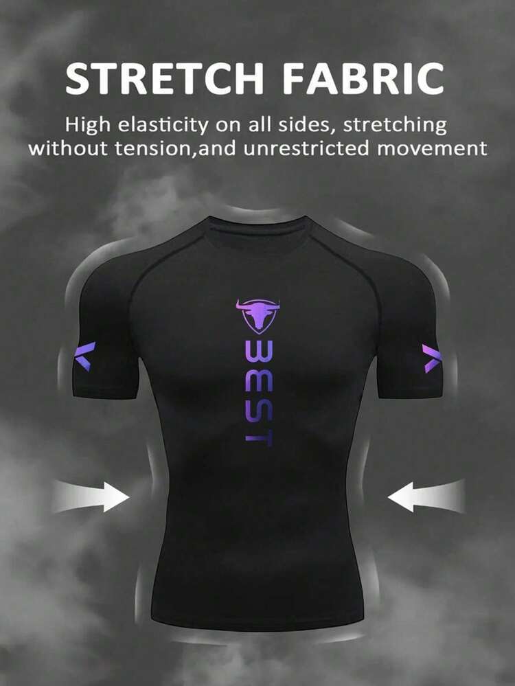 Men's Compression 2D Printed Quick Dry Fitness T-Shirt teemdrop