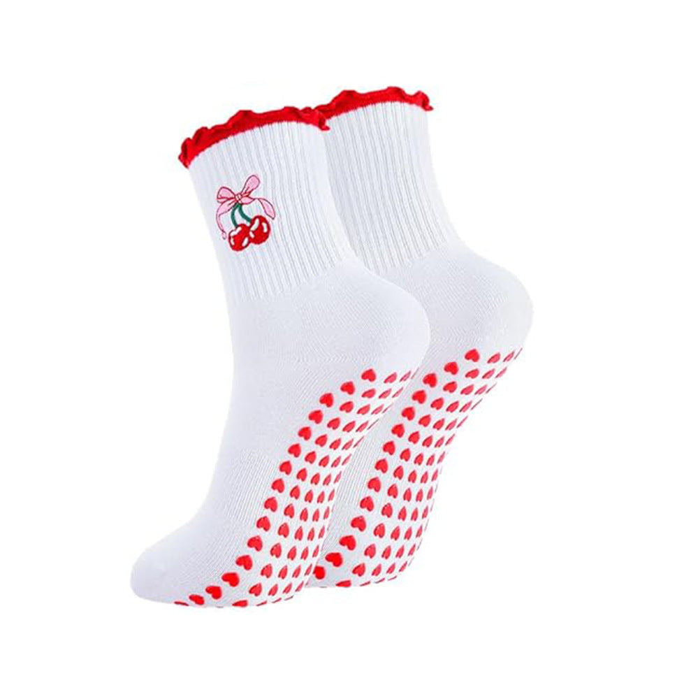 Womens Yoga Socks Anti-Slip Fitness Mid-Tube Socks