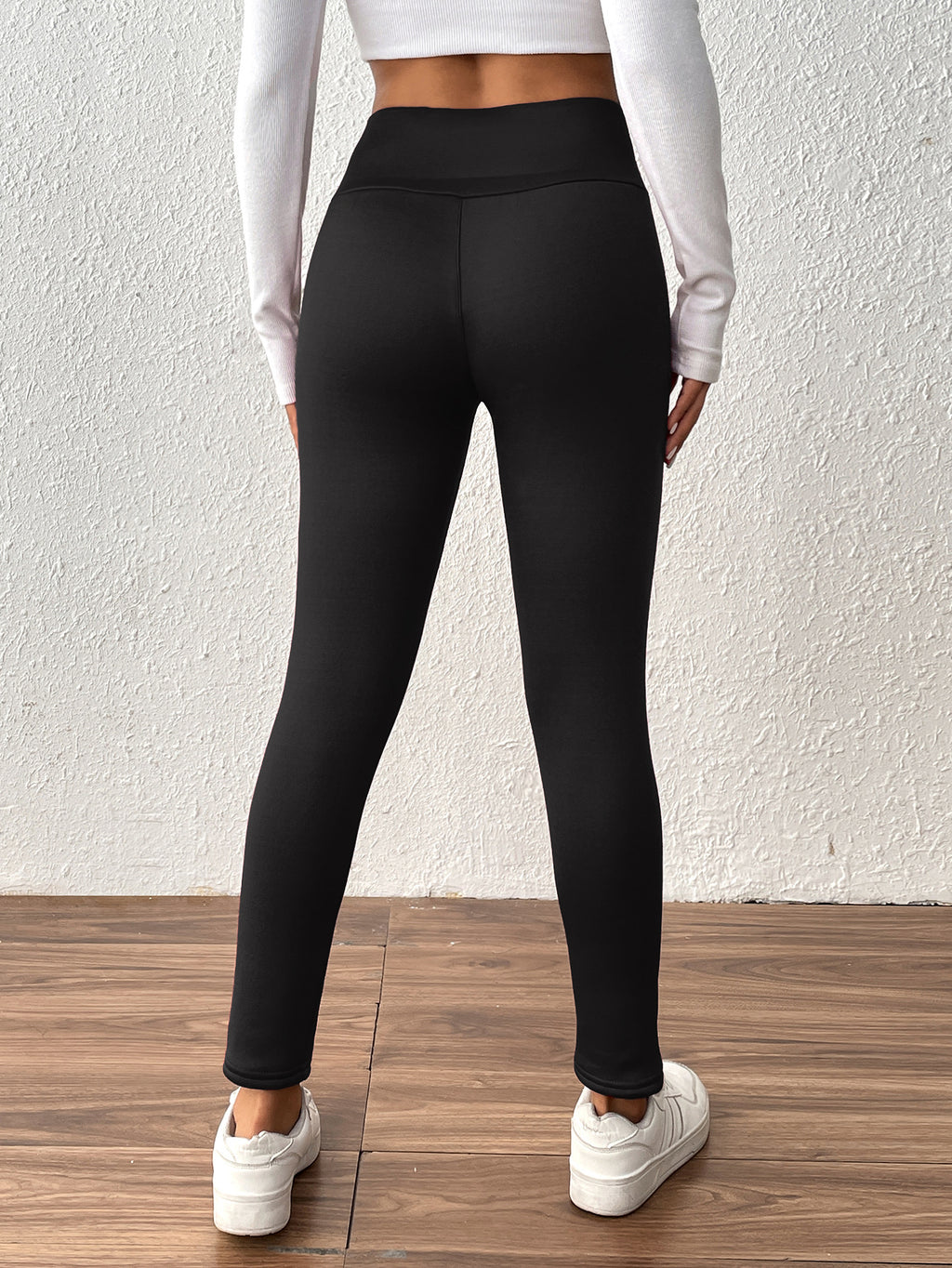 Women's High Waist Cashmere Warm Fleece Lined Elastic Skinny Pants teemdrop