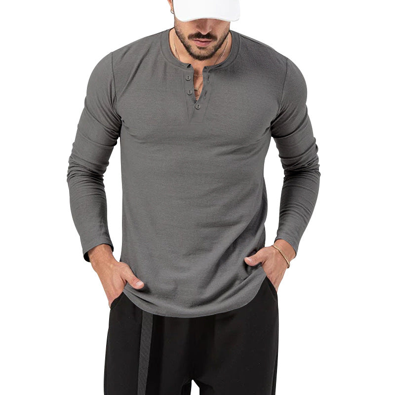 Men's Long Sleeve Solid Crew Neck T-Shirt