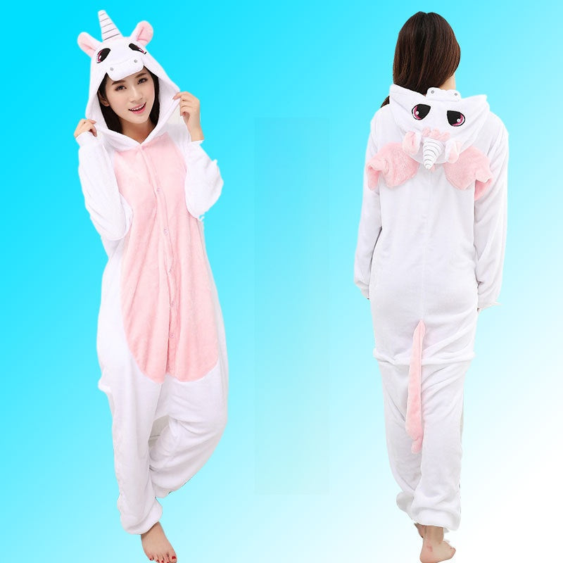 Flannel Cartoon One-Piece Animal Pajamas