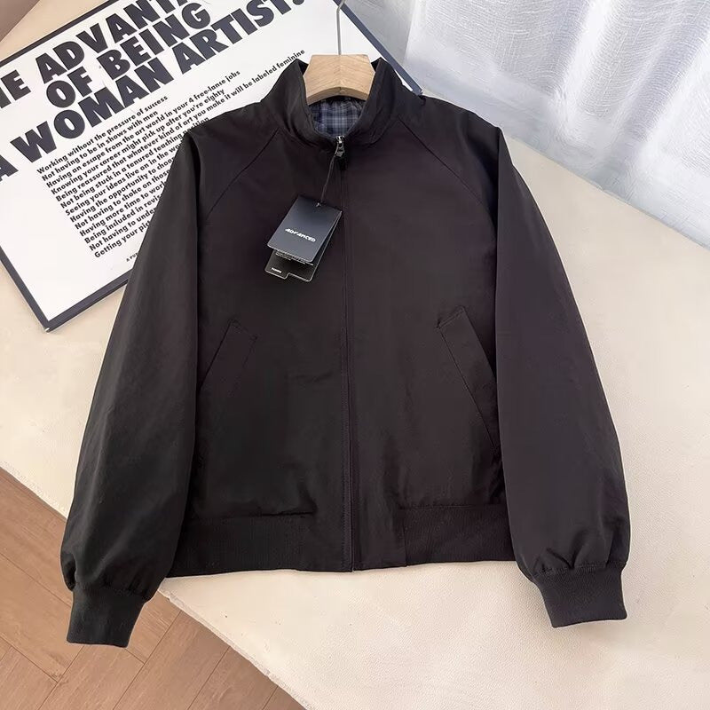 Men's Stand Collar Zip-Up Jacket Long Sleeve Loose Casual Coat teemdrop