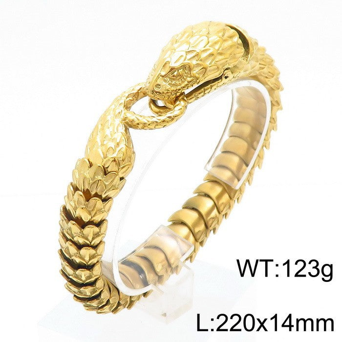 Men's Vintage Snake Head Titanium Steel Punk Bracelet