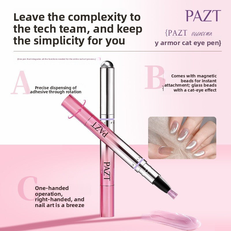 6-in-1 Cat Eye Gel Nail Polish Pen Set, Non-Damaging Base and Top Coat for Nail Art