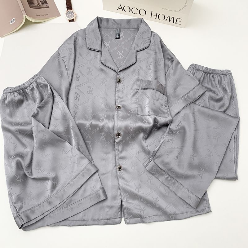 Men's silk three-piece pajamas