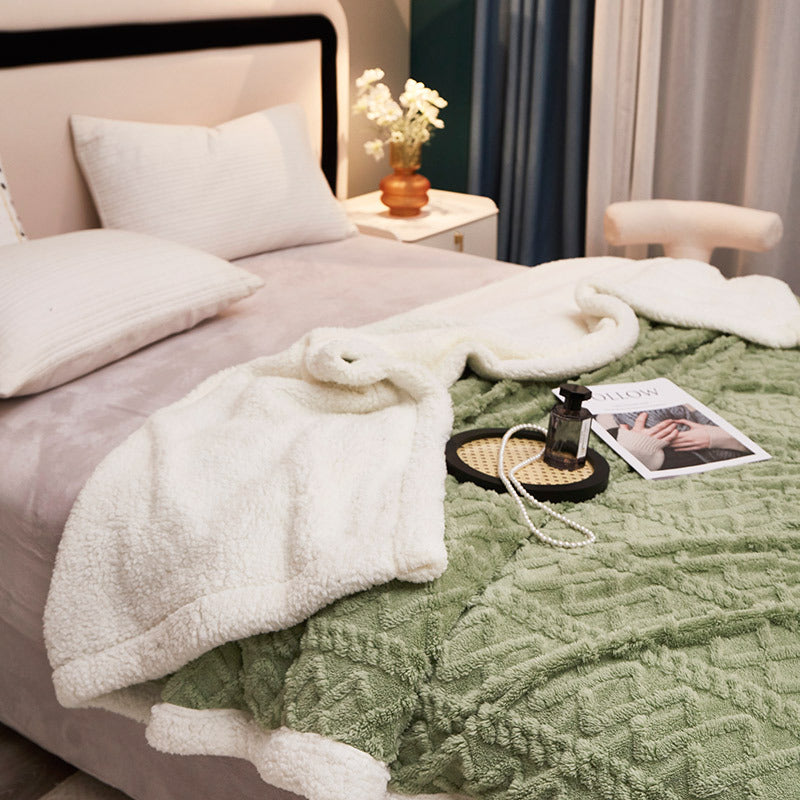 Double-Layer Thickened Polyester Fleece Blanket teemdrop
