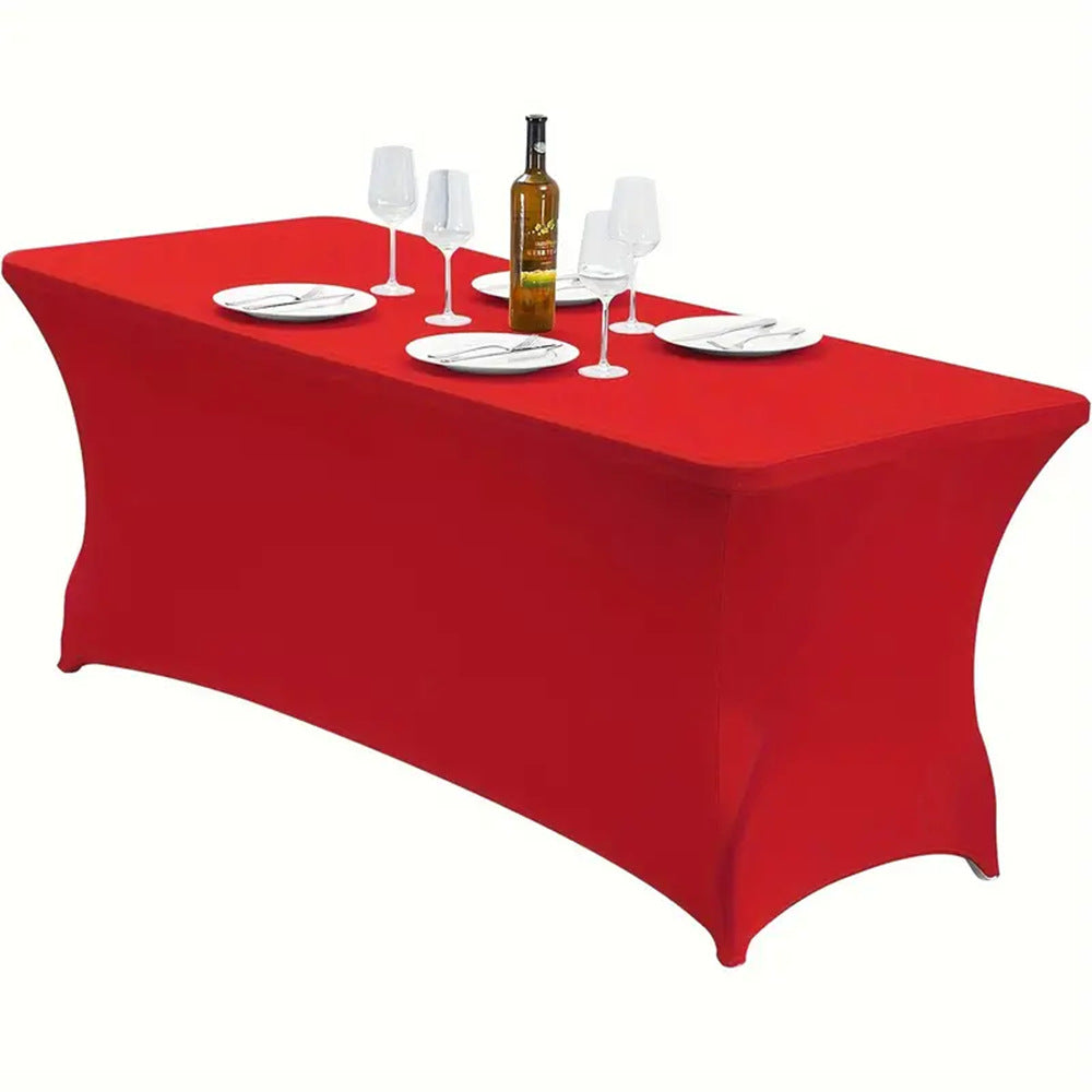 Stretch Spandex Fitted Table Cover Rectangle Elastic Tablecloth for Banquet Wedding Parties