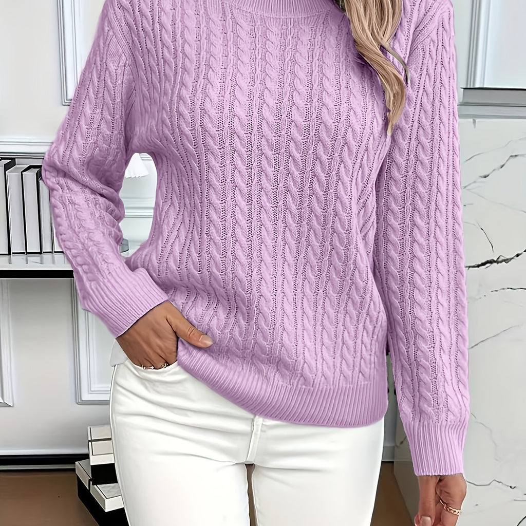 Crew-neck cable-knit sweater teemdrop