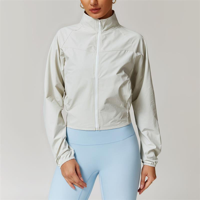 Women Quick-Drying Stand-Up Collar Windproof Sports Yoga Jacket teemdrop