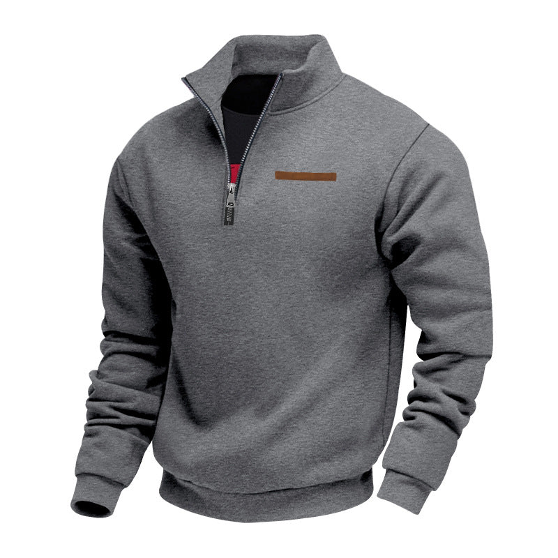 Men's Stand Collar Half-Zip Pullover Sweatshirt