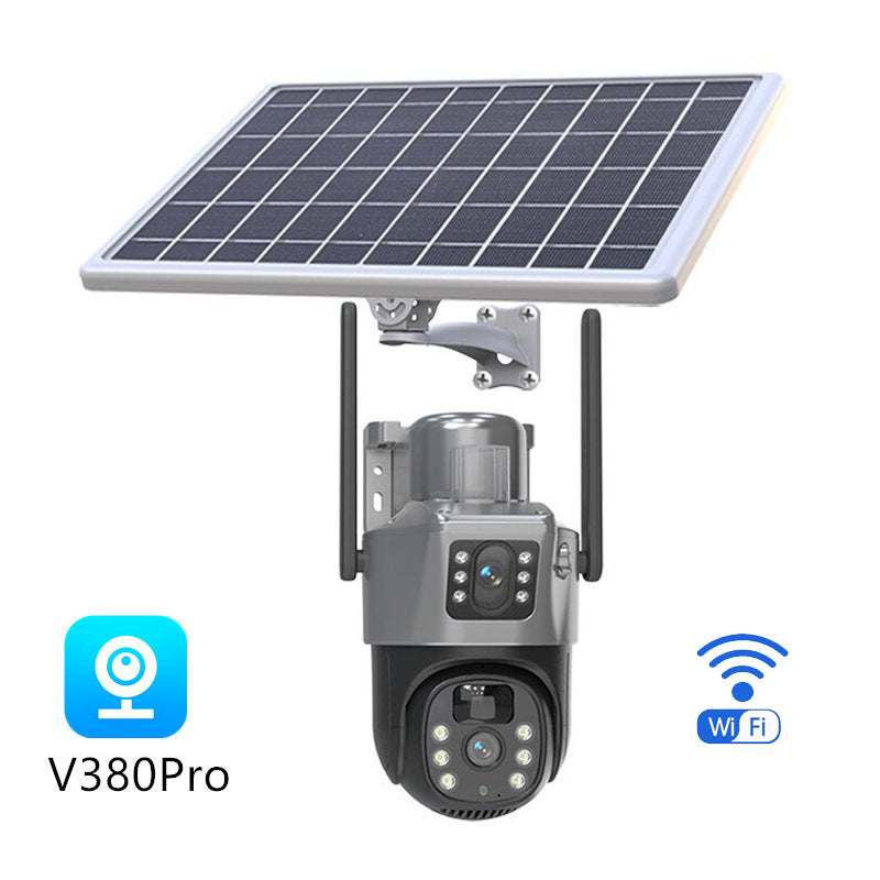 Wireless 360 Degree Outdoor Security Camera with Solar Panel 4G WiFi Multi-Lens PTZ Surveillance System teemdrop
