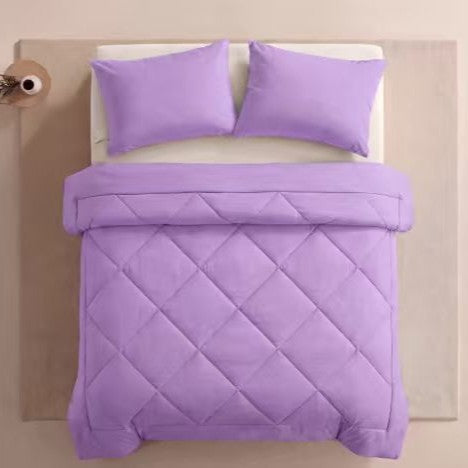 Three-Piece Quilted Solid-Color Bedding Set teemdrop