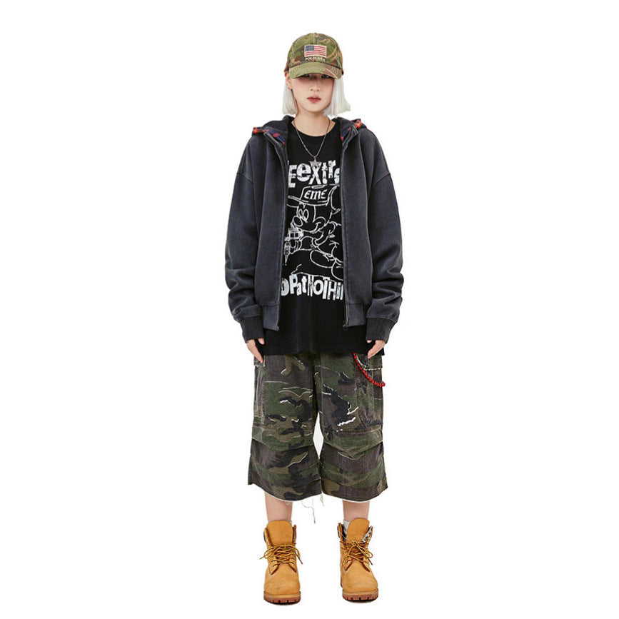 Fake two-piece hooded sweatshirt teemdrop