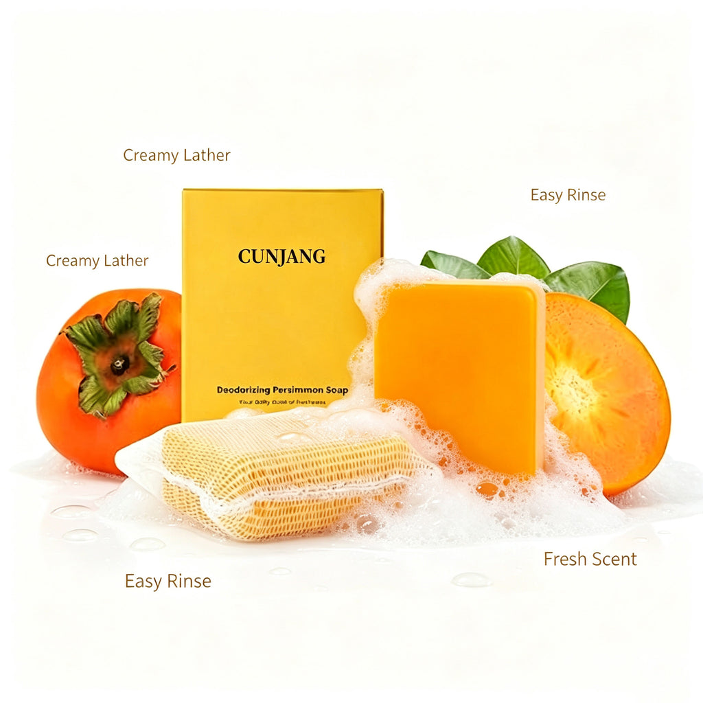Natural Persimmon Handmade Soap Deodorizing Body Wash Gentle Cleanser for Underarm Foot Odor Removal Herbal Fragrance Bar teemdrop