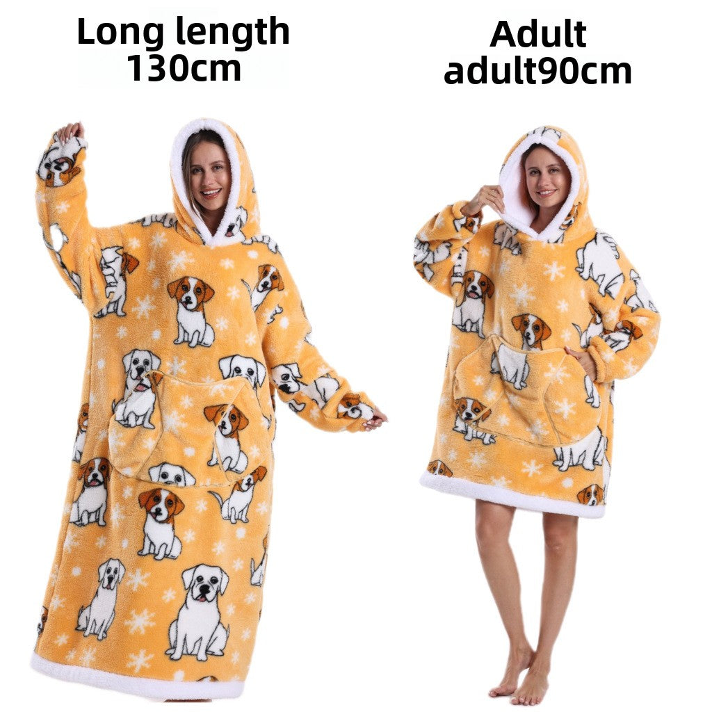 Women Men Winter Thickened Warm Hooded Blanket Pajamas teemdrop