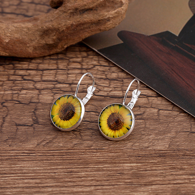 Creative Glass Earrings with Nature Patterns