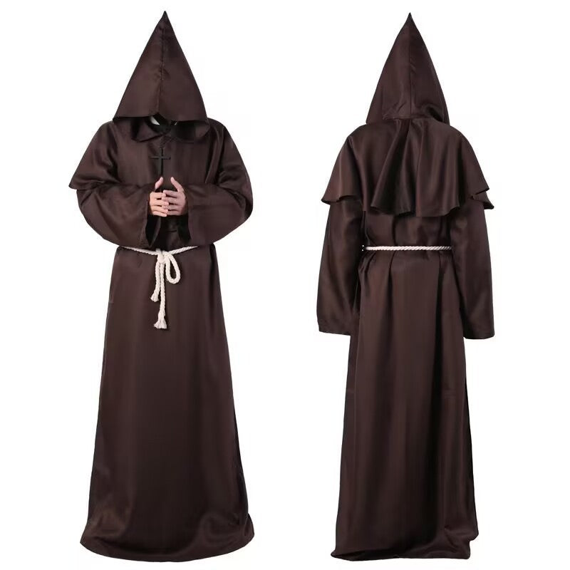 Medieval Monk Costume Cloak with Hood