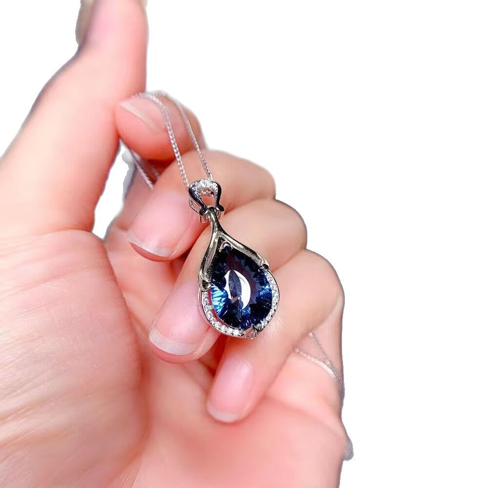 Ivory Sapphire Drop-shaped Gemstone Necklace