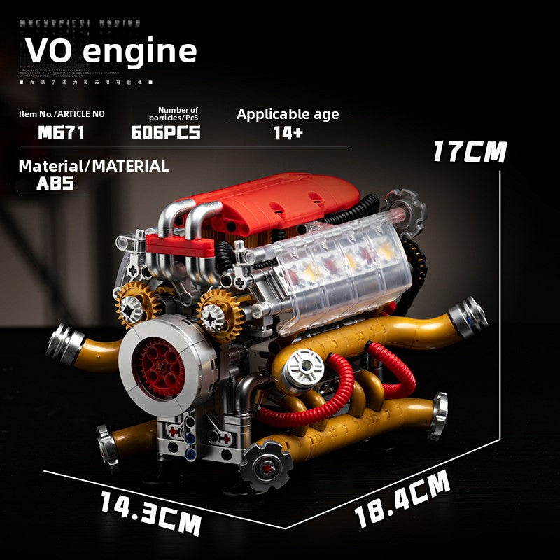 V8 Engine Model Mechanical Electric Building Toy