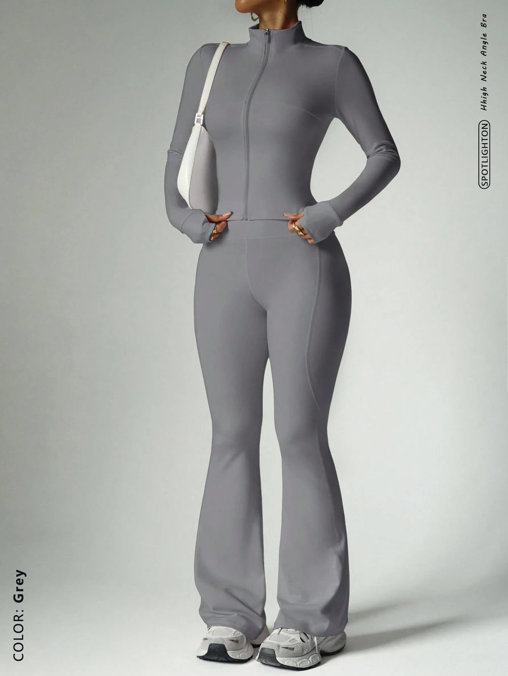 Lady's sleeveless zipper yoga set teemdrop