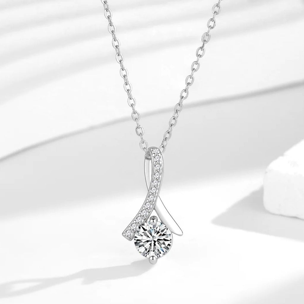 Stainless Steel Herringbone Zircon Mermaid Tail Pendant Necklace teemdrop