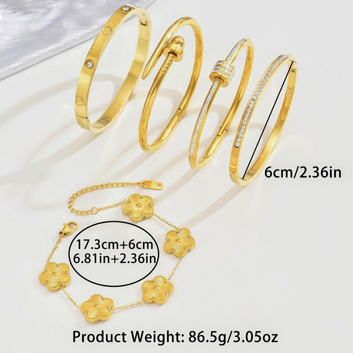 Gold-colored stainless steel bracelet teemdrop